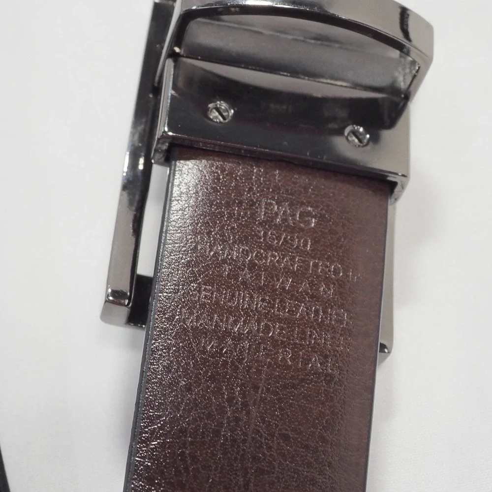 Leather Reversible Belt Men 36 Black Brown Swivel Buckle Hand Crafted Minimalist